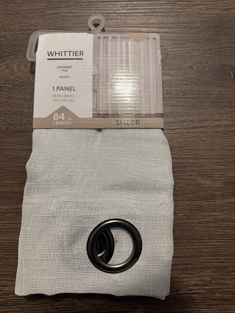 Whittier Sheer White Grommet Curtain Panel - 84" Length